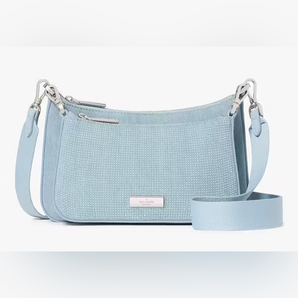 Kate Spade Nwt Duet Denim Studded Crossbody.